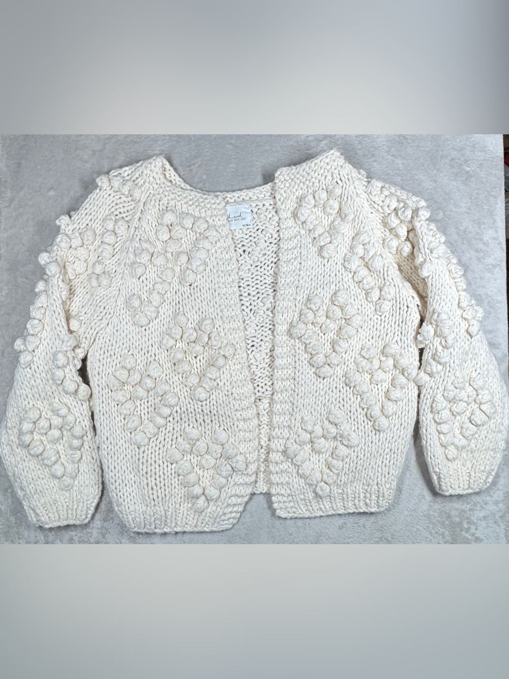 Chicwish Cream Chunky Knit Bobble Cardigan